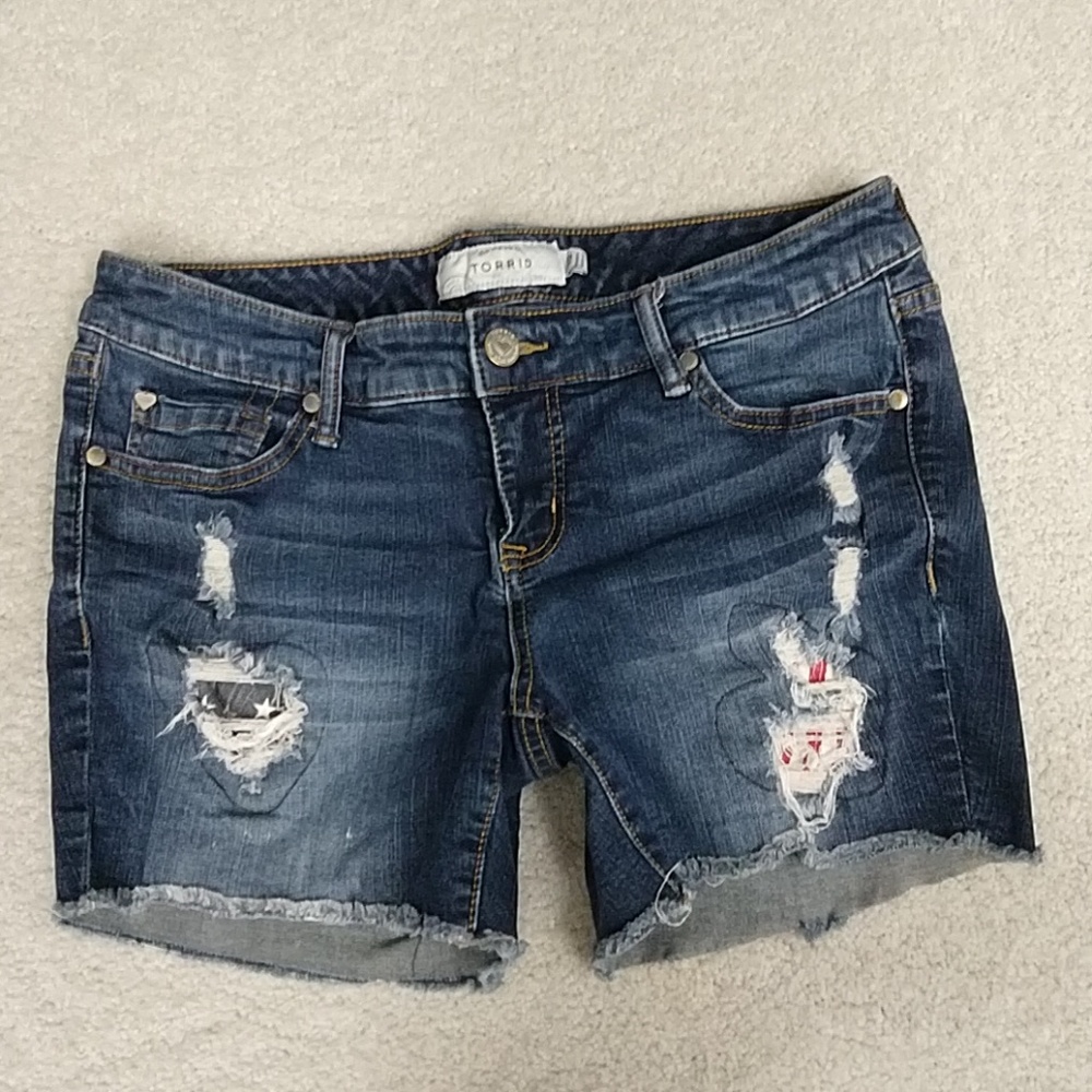 Torrid Stars & Stripes Distressed Jean Shorts